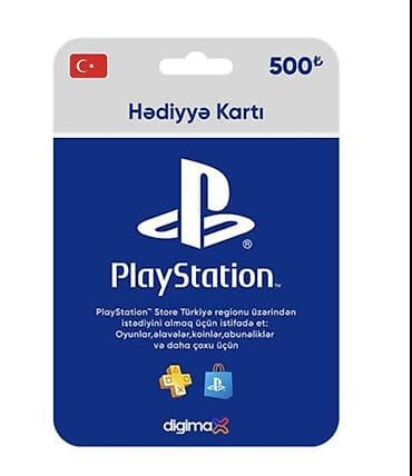 plast: PlayStation Hədiyyə Kartı – Türkiyə regionu Növlər: 250 TL, 500 TL — 2