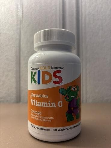 optitech vitamin c: Məhsul: California Gold Nutrition KIDS – Çeynənən Vitamin C, Portağal — 1
