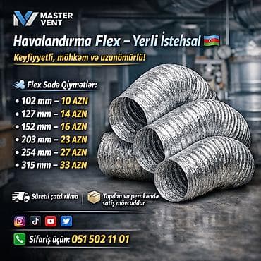 Havalandırma borusu, Qofralı, Alüminium, 102 mm, Yeni