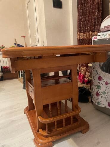 açılan stollar: Qonaq masası, İşlənmiş, Açılan, Taxta, Dördbucaq masa — 7