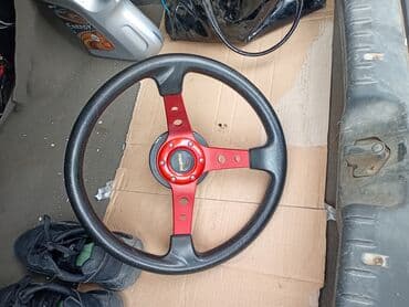 MOMO üslublu idman sükanı - 3 cıvata dəlikli, qırmızı alüminium