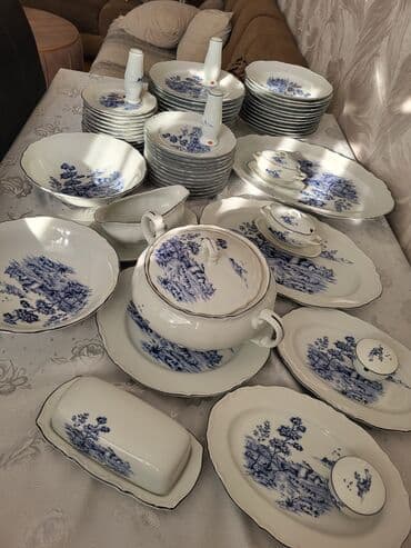 зеркальная посуда для фуршета: Обеденный набор, цвет - Синий, Фарфор — 4