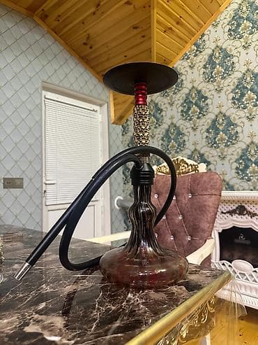 Premium nərgilə seti - Zərif dalğalı dizayna malik qalın şüşə kolba - — 1