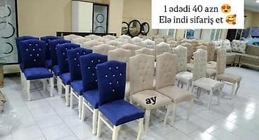 oxu masası: Mətbəx üçün, Yeni, Qatlanmayan, rəng - Göy Stul — 1