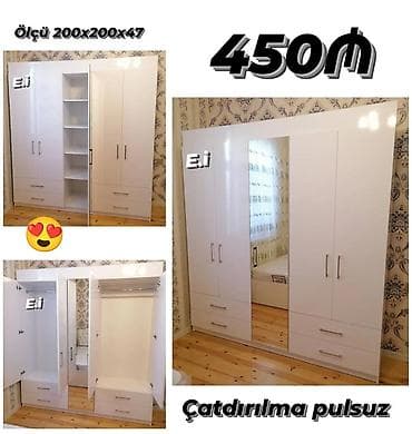 ayaqqabi şkafi: Yeni, 5 qapı, Güzgülü, Ağ, Digər material, Açılan, Düz dolab — 1