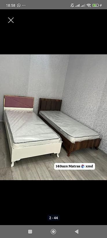 Tək nəfərlik çarpayılar və matras - İki model: ağ korpuslu, yumşaq