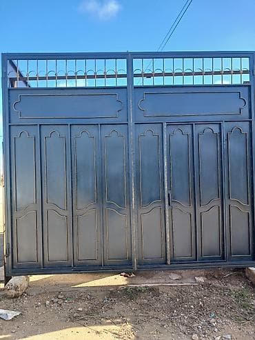 Dəmir Həyət darvazası, Siyirmə, Mexaniki, Qapı ilə, rəng - Boz, Kredit yoxdur