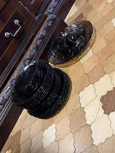 versace servis: Nahar dəsti, rəng - Qara, Şüşə — 1