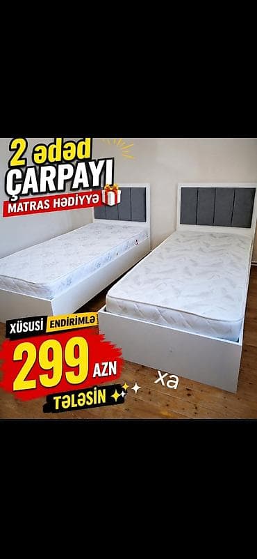 İki ədəd tək nəfərlik çarpayı dəsti - Paket: 2 ədəd çarpayı -
