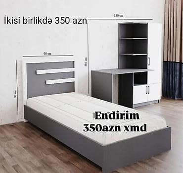 embawood kitab refi: İki mebel dəsti: tək nəfərlik çarpayı və iş masası-ştellaj kombini. - — 1