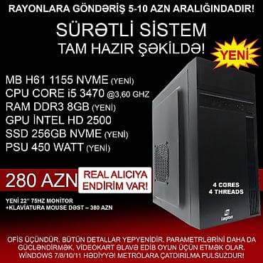 16 ram: Masaüstü Kompüter "Legion H61 1155 Core i5 3470 256GB NVME” ⭐Tək — 1