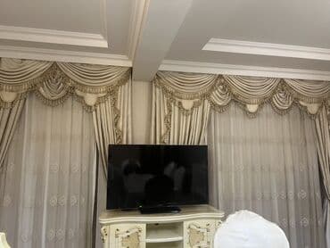 Klassik üslubda pərdə dəsti - Rəng: açıq krem/şampan tonları -