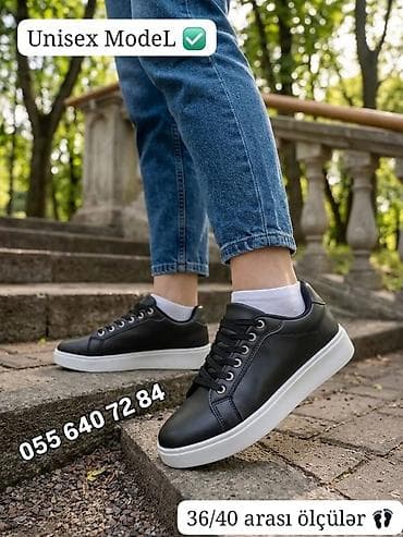 Unisex idman üslubunda krossovkalar - Rənglər: qara və ağ - Ölçülər