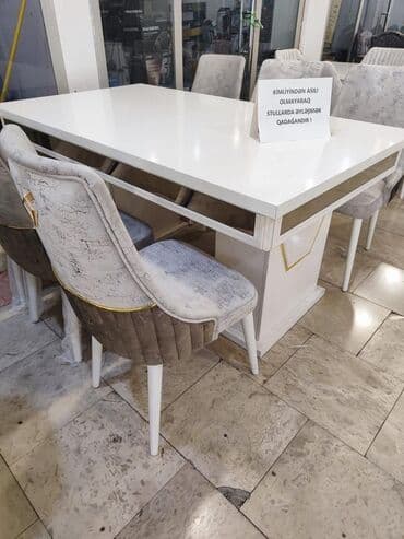 stol üçün döşək: Qonaq otağı üçün, Yeni, Açılan, Dördbucaq masa, 6 stul — 1