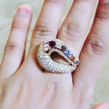 qızıl üzüklər qiymətləri 2022: Toy, Üzük, Swarovski, Sarı qızıl, 750 Əyar, Topaz — 4