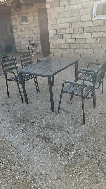 heyet masasi: Dördbucaq masa, 6 stul, Açılmayan, Stullar ilə, Metal — 9
