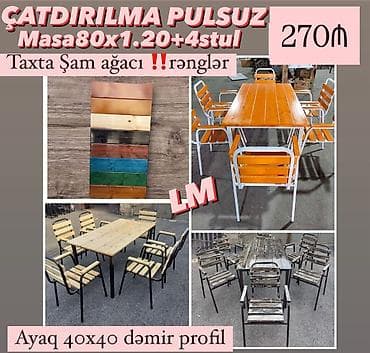 Masa və stul dəsti - Ölçü: masa 80×120 sm, 4 ədəd stul daxil - lalafo.az -da Masa və stul dəsti - Ölçü: masa 80×120 sm, 4 ədəd stul daxil -