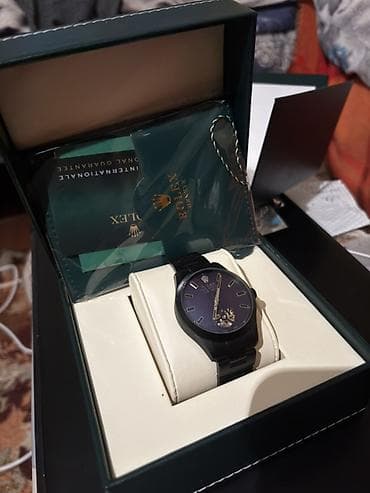 deri kaslok: Qol saatı, Rolex, rəng - Qara — 1