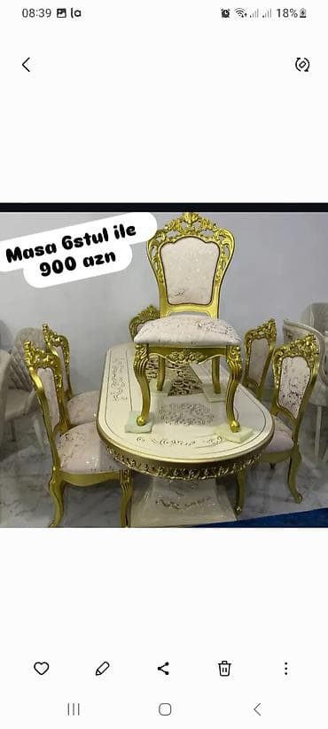 Klassik üslubda yemək otağı dəsti - Komplekt: masa + 6 stul - Qiymət lalafo.az -da Klassik üslubda yemək otağı dəsti - Komplekt: masa + 6 stul - Qiymət