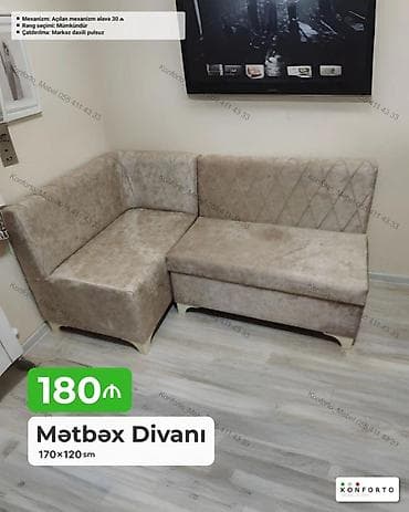 kreditle kunc divanlar: Məhsul: Mətbəx divanı Ölçü: 170 × 120 sm Qiymət: 180 ₼ — 1