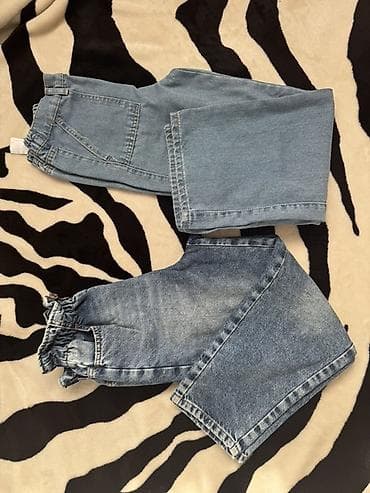 mavi don: Uşaq üçün iki ədəd cins şalvar dəsti 1) Açıq mavi karqo cins - Geniş — 1