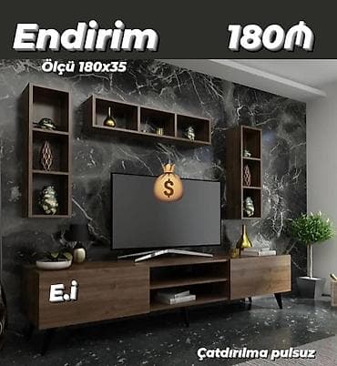 vitrin polka: Düz TV altlığı, Polkalı, Laminat — 1