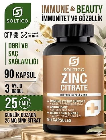 Vitaminlər və BAƏ: Zinc Citrate (25 mq) – 90 tablet Həm sağlamlığınızın, həm də — 1