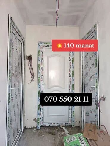 hamam qapları: Hamam üçün Yeni Plastik qapı Çərçivə ilə, Ödənişli quraşdırma, Ödənişli çatdırılma, Rayonlara çatdırılma, Ünvandan götürmə — 4