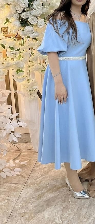 Hicab: Məhsul: Gözəl açıq mavi rəngdə ziyafət/gecə geyimi - Model — 1