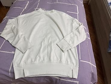 korsetli paltarlar: Ağ rəngli uniseks sweatshirt - Rəng: saf ağ - Model: klassik, kruq — 1