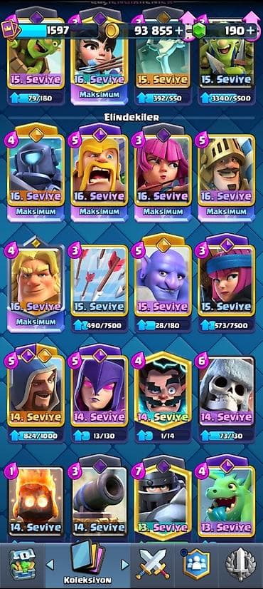 Clash Royale hesabı – yüksək səviyyəli kolleksiya - Kral Səviyyəsi — 2