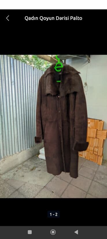 женские дубленки турецкого производства: - Qadın qoyun dərisi palto - Rəng: tünd qəhvəyi - Uzun model — 1