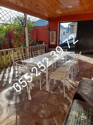 stol və stul dəstləri: Yeni, Dördbucaq masa, 10 stul, Açılmayan, Stullar ilə, Taxta, Azərbaycan — 5