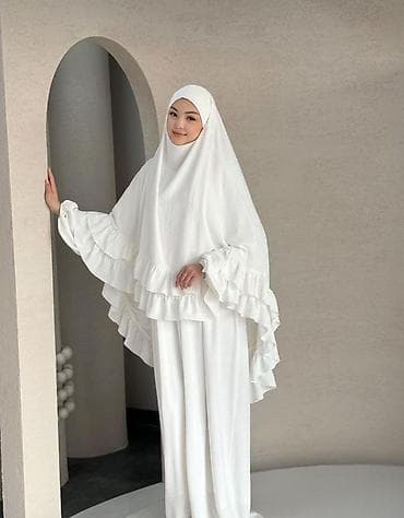 paltar qadın: Qadınlar üçün iki parça dəst – xiffon tərkibli geniş hicab paltarı - — 3