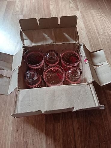 su bak: Stəkanlar, rəng - Çəhrayı, Şüşə, 6 ədədli dəst — 3