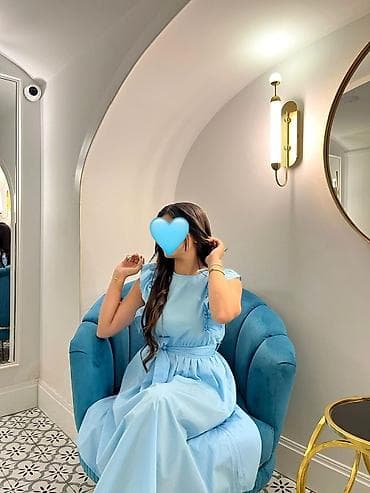 1 dəfə geyinilib. Mavi rəngli qadın maxi donu - Klassik, dairəvi