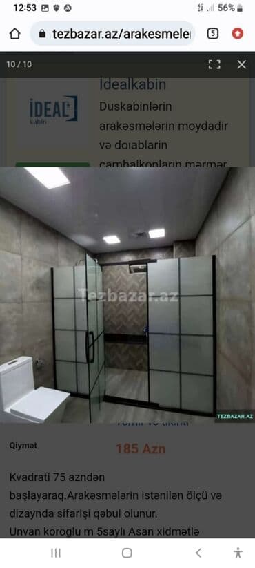 Duş kabinaları, arakəsmələr: Hamam otaqlarınızı bəzəyəcək size ozel hazrlanmis birbirindən özəl — 1