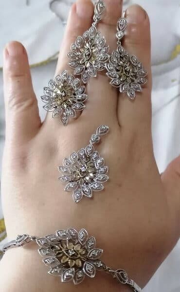 Dəstə daxildir: Sırğa, Kulon, Üzük, Gümüş, 925 Əyar