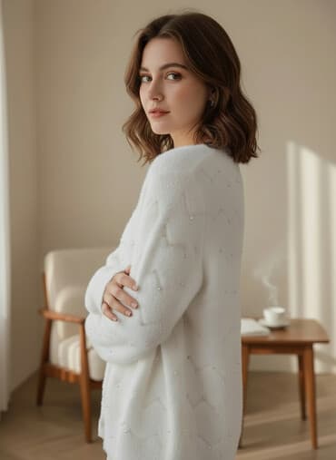 Ворсистый жакет с камнями и жемчугом. Для невест. Размер 42-44