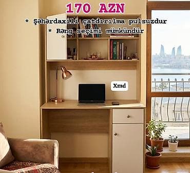 Masa ilə rəfli çalışma guşəsi - Funksional dizayn: üst hissədə açılan — 1