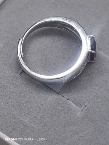 tək qaş uzuk: Üzük, Gümüş, 925 Əyar, Qranat — 3