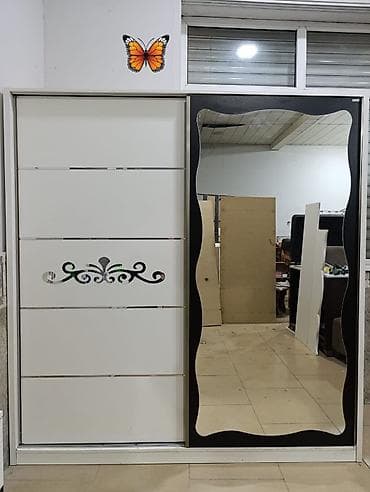 salon ucun skaf: 2 qapılı, Güzgülü, Ağ, Digər material, Kupe, Düz dolab — 1