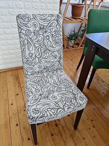 Qonaq otağı üçün, İşlənmiş, Açılan, Dördbucaq masa, 6 stul — 6