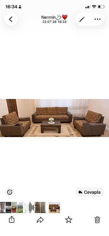 divan krislo: İşlənmiş, Divan, 2 kreslo, Bazasız, Açılmayan — 1