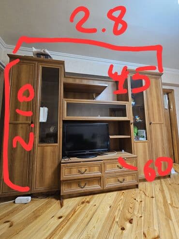 işlənmiş mebellər: İşlənmiş, Açılan, 4 qapılı Düz dolab, Stenka, Azərbaycan — 2