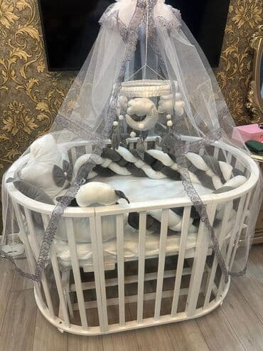 2 mərtəbəli çarpayı: Oğlan və qız üçün, Yeni, Yumru, Beşik, Dəst ilə, Matras ilə, Yellənmə mexanizmsiz — 1