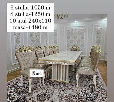 vitrinler per page 40: Klassik üslubda yemək otağı dəsti. - Masa: 240x110 ölçülü, qızılı — 1