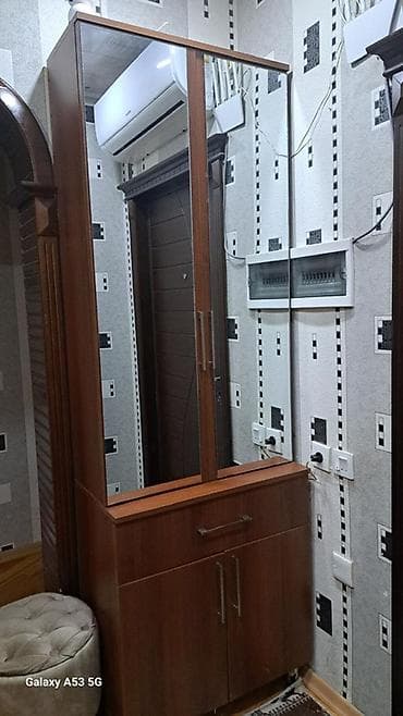 plastmas dolab: 2 qapılı, Güzgülü, Qəhvəyi, Digər material, Kupe, Düz dolab — 1