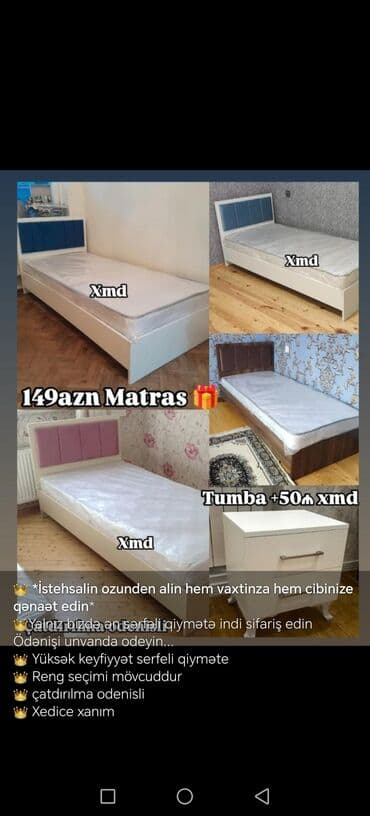 mebel alan: Yeni, Təknəfərlik çarpayı, Matras ilə — 2