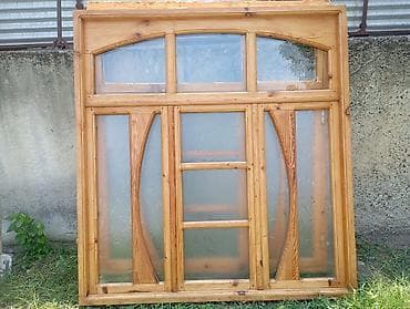 sandvic panel: Taxta pəncərə çərçivəsi və şüşə blokları - Material: təbii ağac — 1